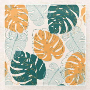 Tropical Leaves: Vintage Jungle Seal Glass Coaster