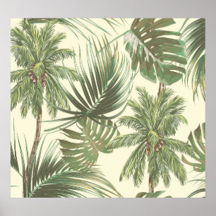 Tropical Leaves Vintage Palms Wallpaper Poster