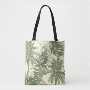 Tropical Leaves Vintage Palms Wallpaper Tote Bag