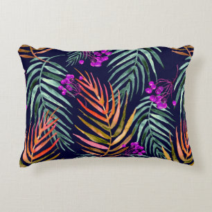 Tropical leaves. Watercolor leaves of a tree, palm Accent Pillow