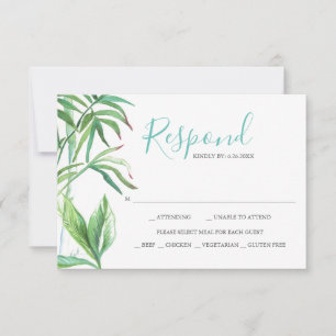Tropical Leaves Watercolor Reply RSVP