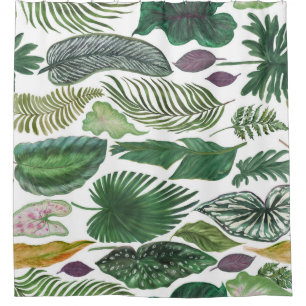 Tropical leaves: watercolor seamless background