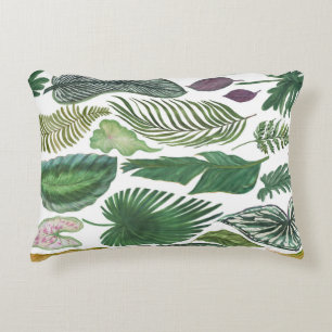 Tropical leaves: watercolor seamless background accent pillow