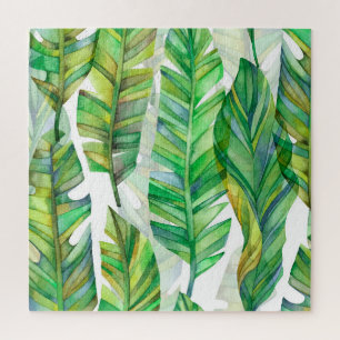 Tropical Leaves: Watercolor Seamless Pattern Jigsaw Puzzle