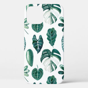 Tropical leaves watercolor seamless pattern with m iPhone 12 case