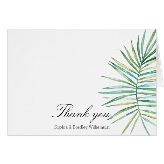 Tropical Leaves Watercolor Thank you Card