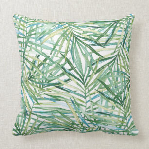 Tropical Leaves Watercolor Throw Pillow
