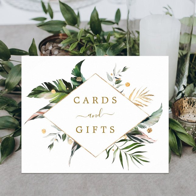 Tropical Leaves Wedding Cards & Gifts Sign (Creator Uploaded)