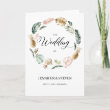 Tropical Leaves Wedding Folded Program