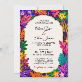 Tropical Leaves Wedding Invitation 