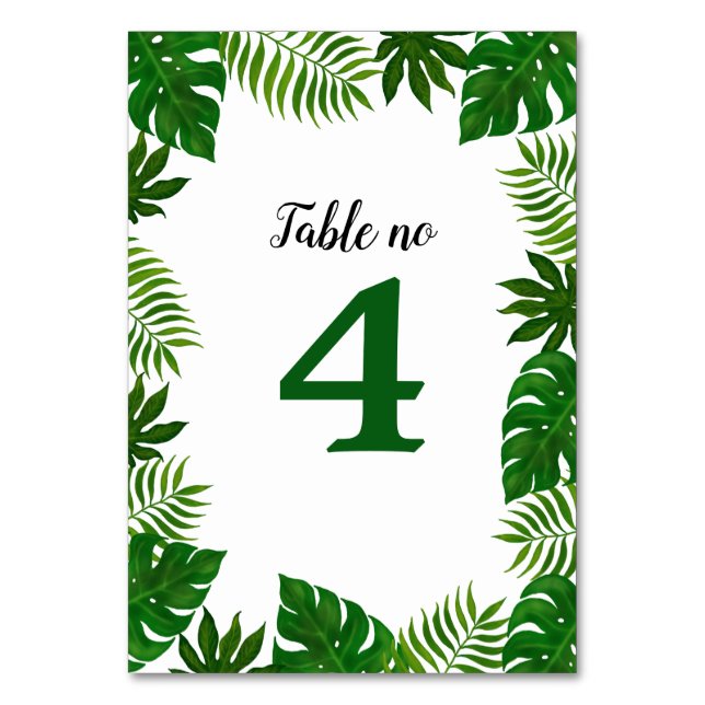 Tropical Leaves | Wedding Table Number (Back)