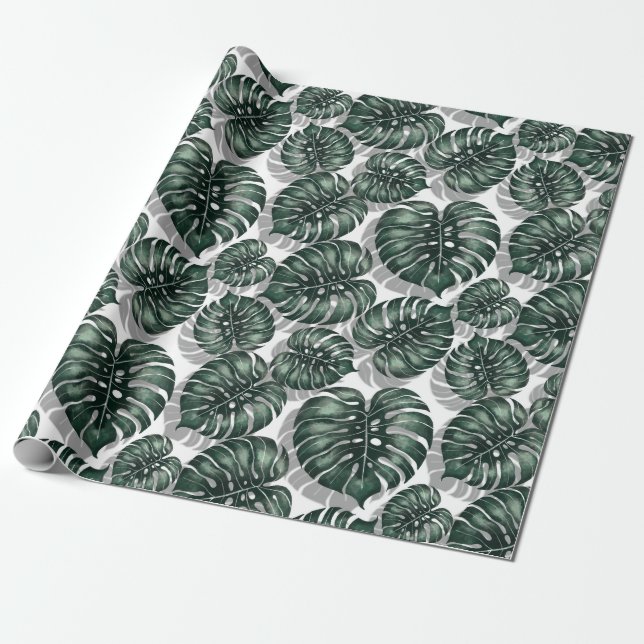 Tropical leaves wrapping paper (Unrolled)