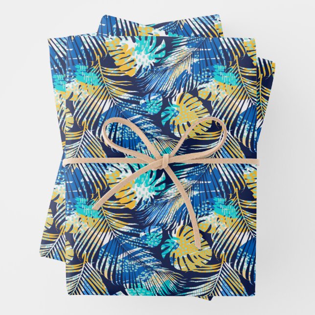 Tropical Leaves Wrapping Paper Sheet (In situ)