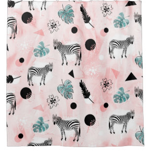 Tropical Leaves Zebras Tie-Dye Pattern