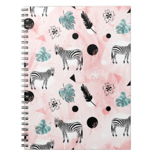 Tropical Leaves Zebras Tie-Dye Pattern Notebook