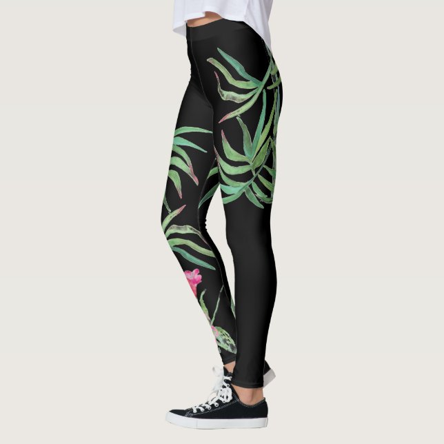 Tropical Leggings Hibiscus and Bamboo (Left)