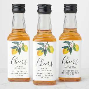 Tropical Lemon Bridal Shower  Liquor Bottle Label