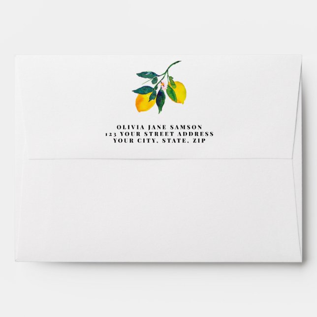Tropical Lemon Envelope, Bridal Shower Envelope (Back (Top Flap))