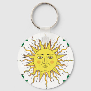 Tropical Lemon Fruits, Sun Face. Keychain