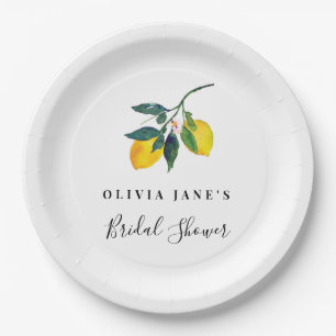 Tropical Lemon Paper Plate, Bridal Shower Plate