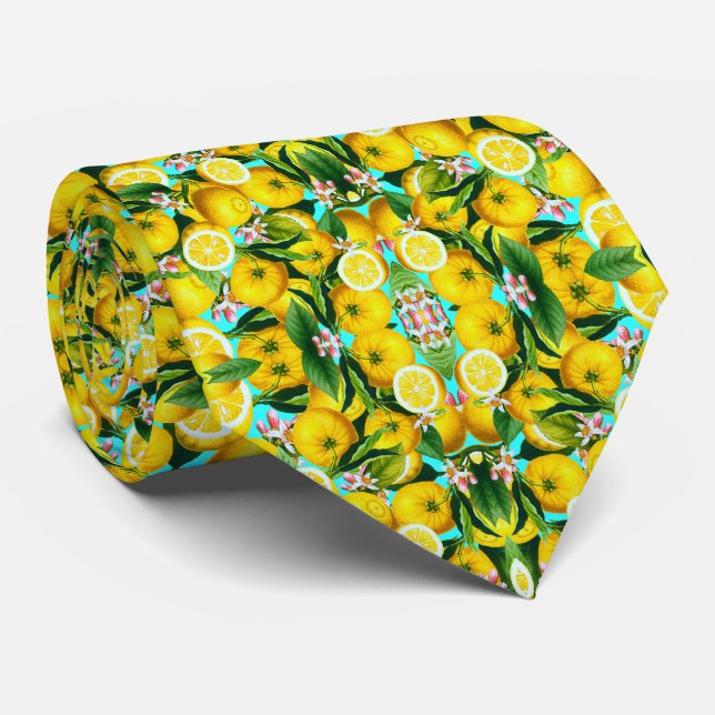 TROPICAL LEMONS MEN'S TIE (Rolled)