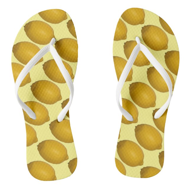 Tropical Lemons Summer Footwear Flip Flops (Footbed)