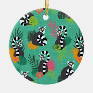 Tropical Lemurs - Aquamarine Ceramic Ornament