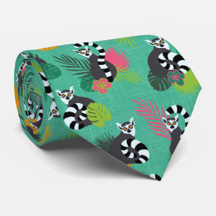 Tropical Lemurs - Aquamarine Tie