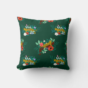 Tropical Leopard Elegance Throw Pillow