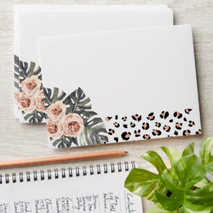 tropical leopard wild one birthday party envelope