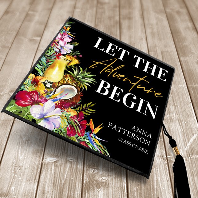 Tropical Let The Adventure Begin Graduation Cap Topper (Creator Uploaded)