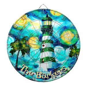Tropical Lighthouse Coastal Nautical Personalized Dartboard