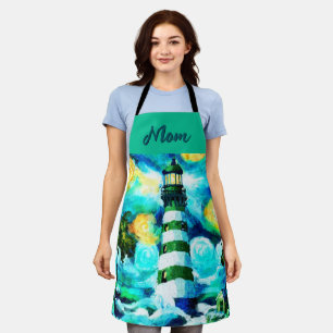 Tropical Lighthouse & Palm Trees Personalized Apron