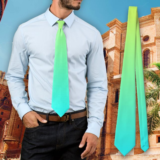 Tropical Lime Aqua Gradient Colours Tie (Creator Uploaded)