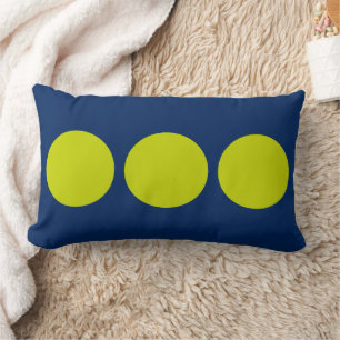 Tropical Lime Polka Dots on Navy Blue Lumbar Pillow