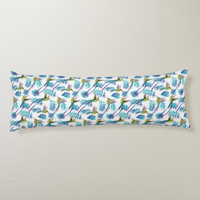 Tropical Long Tail Hummingbirds Body Pillow (Back)