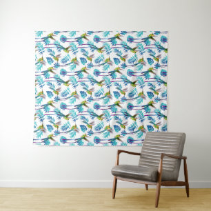 Tropical Long Tail Hummingbirds Tapestry