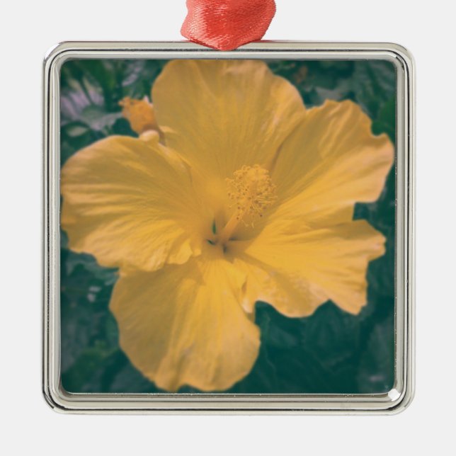 Tropical Looking Flower Metal Ornament (Front)