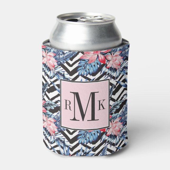 Tropical Lotus Flower Pattern Can Cooler (Can Front)