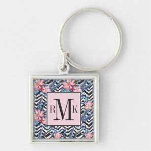 Tropical Lotus Flower Pattern Keychain