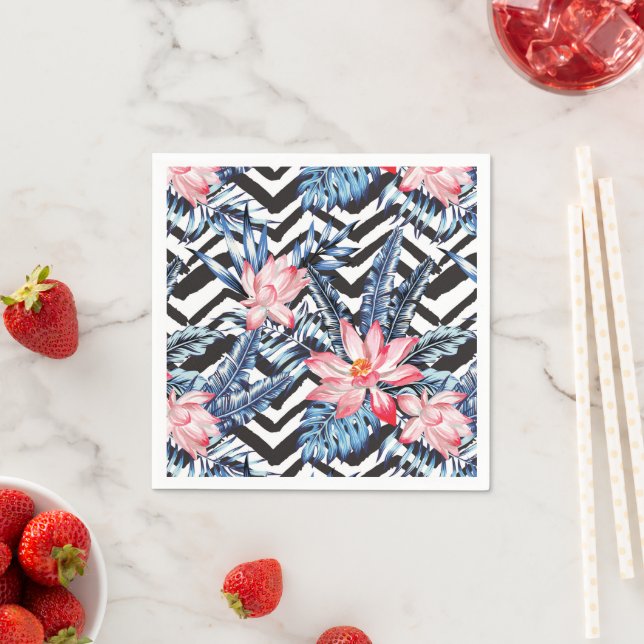 Tropical Lotus Flower Pattern Napkin (Insitu)
