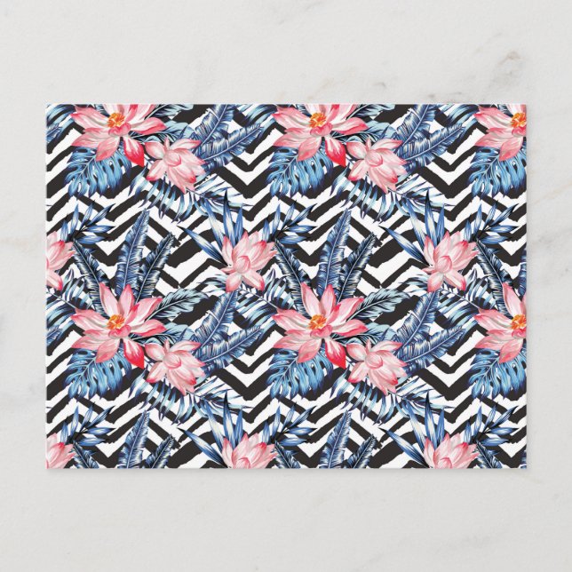 Tropical Lotus Flower Pattern Postcard (Front)