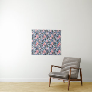 Tropical Lotus Flower Pattern Tapestry