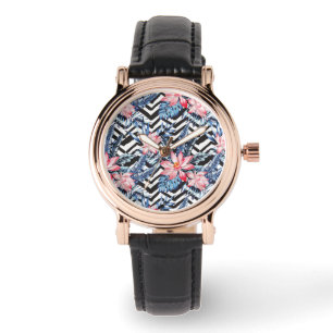 Tropical Lotus Flower Pattern Watch