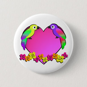 Tropical Love Birds 2 Inch Round Button