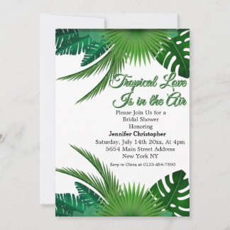 Tropical Love is in the Air Greenery Bridal Shower Invitation