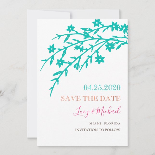 Tropical Love Save the Date Card (Front)