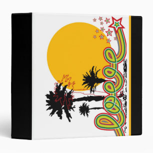 Tropical Love Stars Retro Palm Trees Silhouette Binder