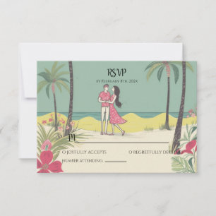 Tropical Love Story Summer Wedding RSVP Card