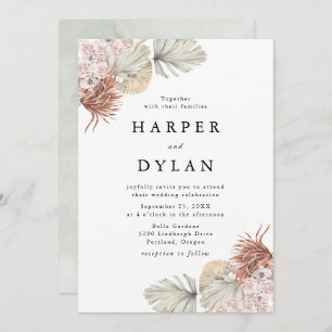 Tropical Love Watercolor Floral Wedding Invitation